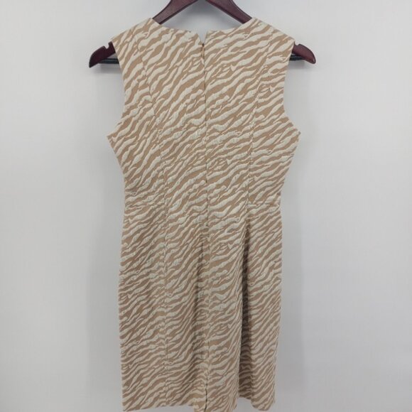Calvin Klein Animal Print Career Dress Size 8 Petite Dark Khaki and Ivory - Picture 5 of 10